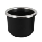 Porta Copo De Embutir Preto Com Inox Grande 110X95mm