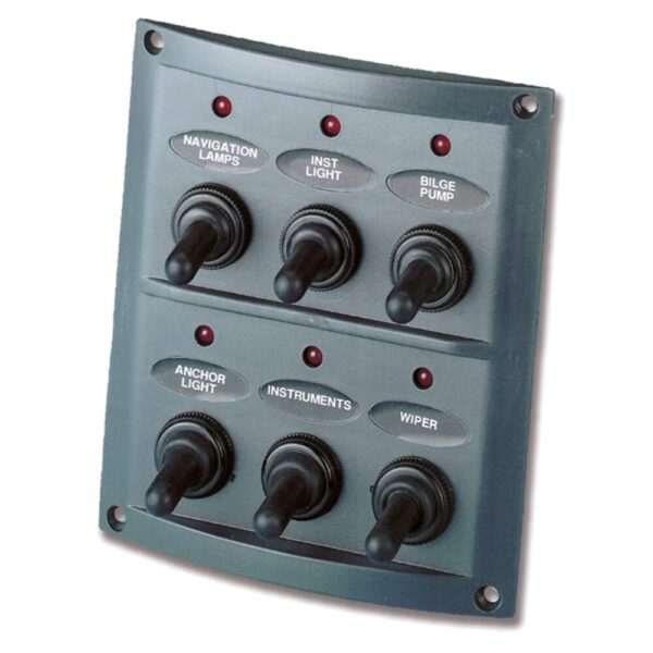 Painel 6 Posições Switch Led 12V Preto Trem - Imagem 1