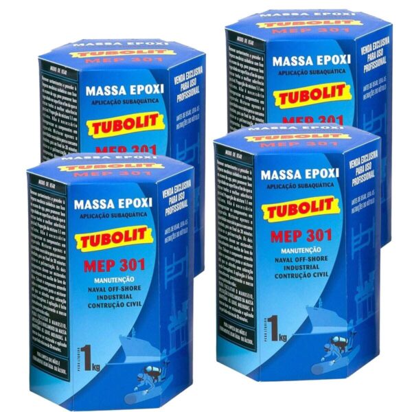 Kit 4x Massa Epóxi Subaquática Tubolit Mep 301 1Kg - Imagem 2