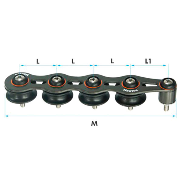 Passador Nautos 91205N 36mm Quádruplo Roldanas Alumínio - Imagem 3