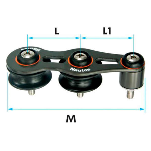 Passador Nautos 91212N 60mm Duplo Roldanas Nylon - Imagem 3
