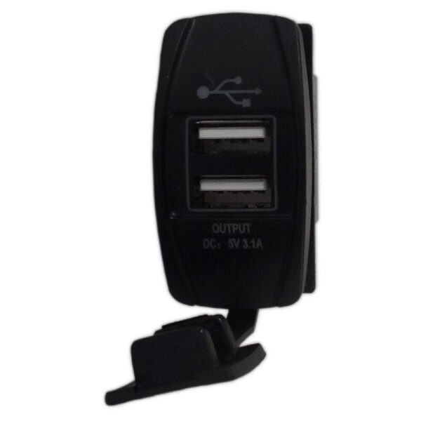 Tomada Retangular Usb Plástico Fêmea 3.1A 12/24V - Imagem 3