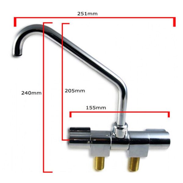 Torneira Náutica Misturador Giratória Dobrável Bronze Cromado 220x155mm - Imagem 4