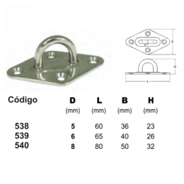Alça com Base Diamante 8mm em Inox - Imagem 3