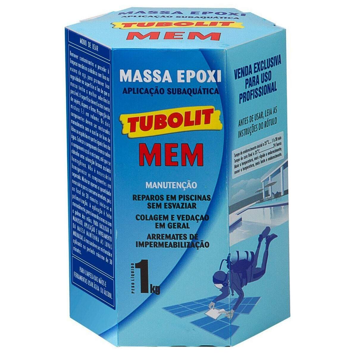 80a9ade44760ab297b4e4a590f161848.jpg Massa Epóxi Subaquática Piscina Tubolit MEM 1Kg Azul Claro - Imagem 1