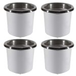 Kit 4 Porta Copos Branco com Acabamento Inox - Imagem 2