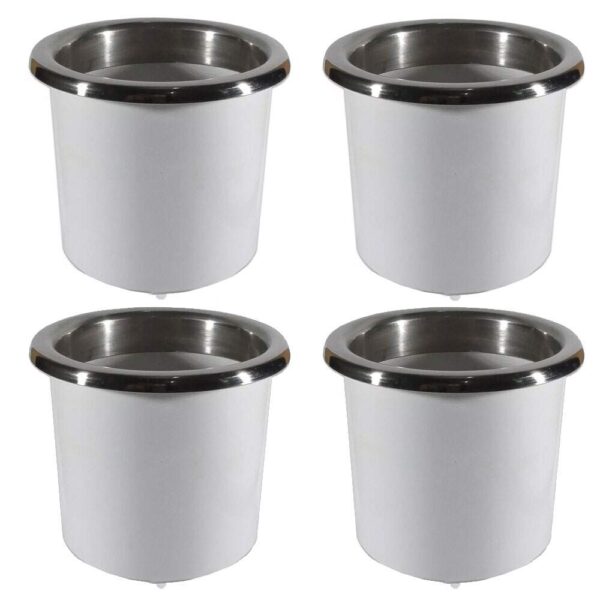 Kit 4 Porta Copos Branco com Acabamento Inox - Imagem 4