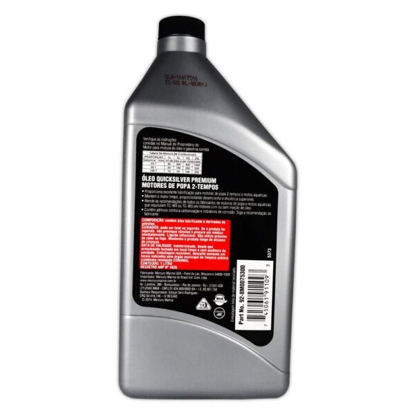 Kit Com 4 Óleo Quicksilver Premium 2T Tc-W3 1L - Imagem 3