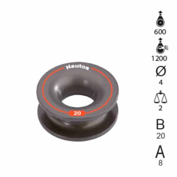 Roldana Nautos 95013 20mm Amarrar Alumínio Anodizado - Imagem 2