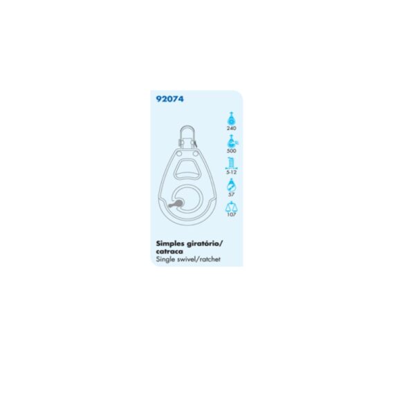Moitão Nautos 92074 Organic 57mm Giratório Catraca - Imagem 3