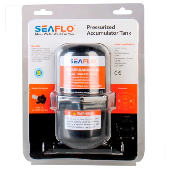 Acumulador de Água Pressurizada 0,75L 125PSI Seaflo - Imagem 2