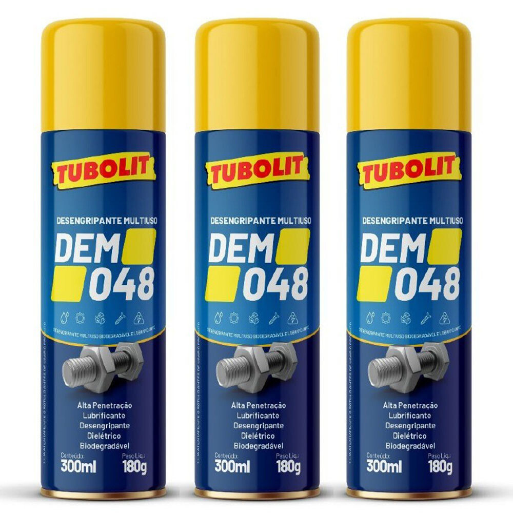 91c162e89d4b73ed8249f33ad9fe9357.jpg Kit 3x Desengripante Multiuso Tubolit DEM 048 - Imagem 1