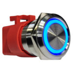 Botão Náutico Momentâneo Off Inox LED Azul 22mm 12-24v