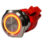 Botão Náutico Momentâneo Off Inox LED Vermelho 22mm 12-24v
