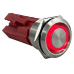 Botão Náutico On-Off Inox LED Vermelho 19mm 12-24v