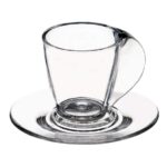 Kit 4 Xícaras Para Café Kos Com Pires Em Acrílico Cristal - Imagem 3