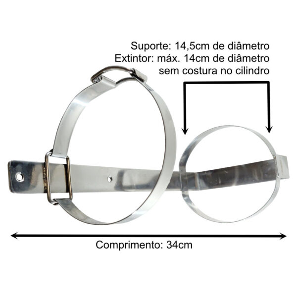 Suporte Para Extintor De Incêndio Náutico De 4Kg Inox - Imagem 2