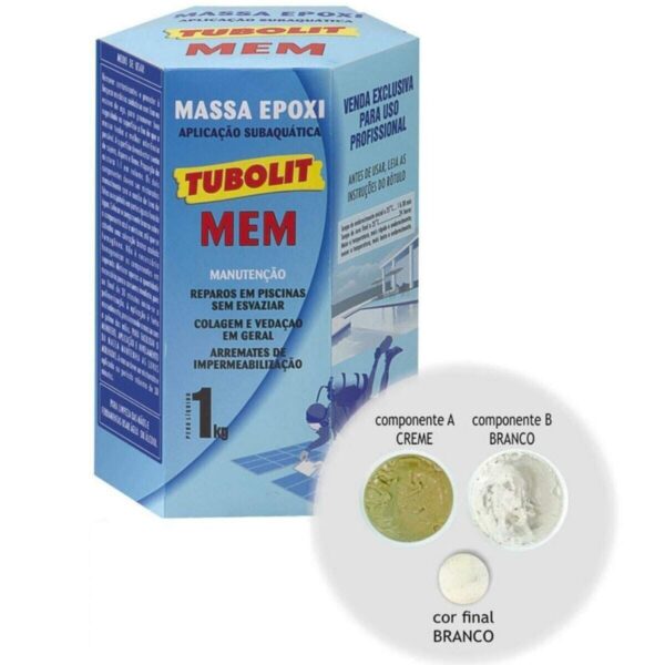 Massa Epóxi Subaquática Piscina Tubolit MEM 1Kg Branco - Imagem 4