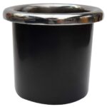 Porta Copo De Embutir Preto 85X90mm Acabamento Inox - Imagem 3