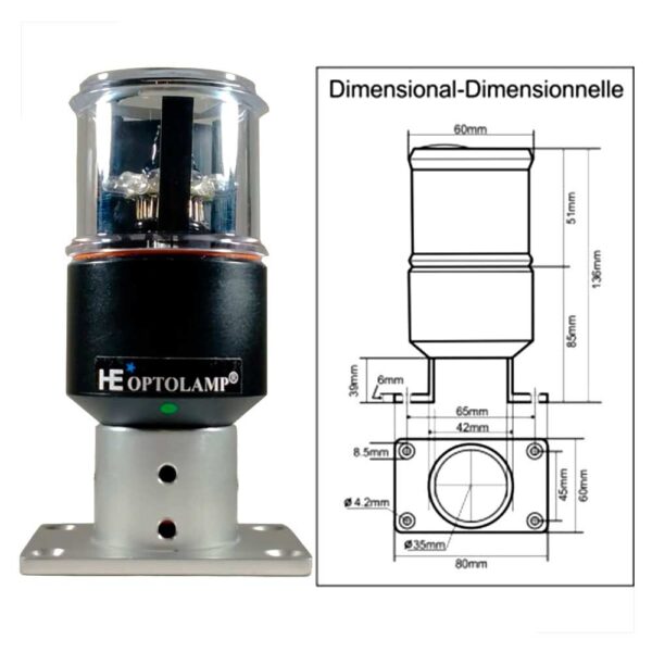 Luz De Navegação Tope De Mastro Nav XXI Plus LED Preta Optolamp - Imagem 6
